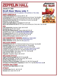 Beer Menu Side 1