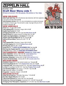 Beer Menu